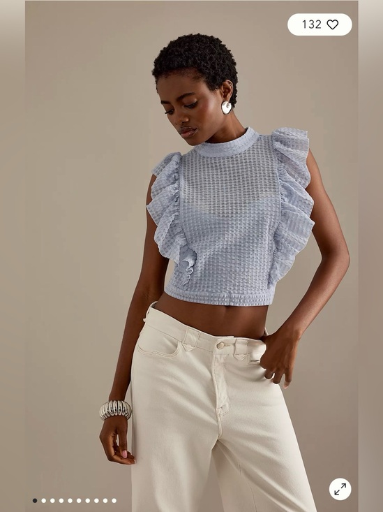 Anthropologie Tops - Anthropologie Maeve Cropped Ruffle mesh Top